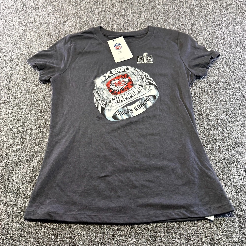 Kansas City Chiefs T Shirt Womens Small Black Nike Anthracite NFL Crew Neck Tee - Picture 1 of 16